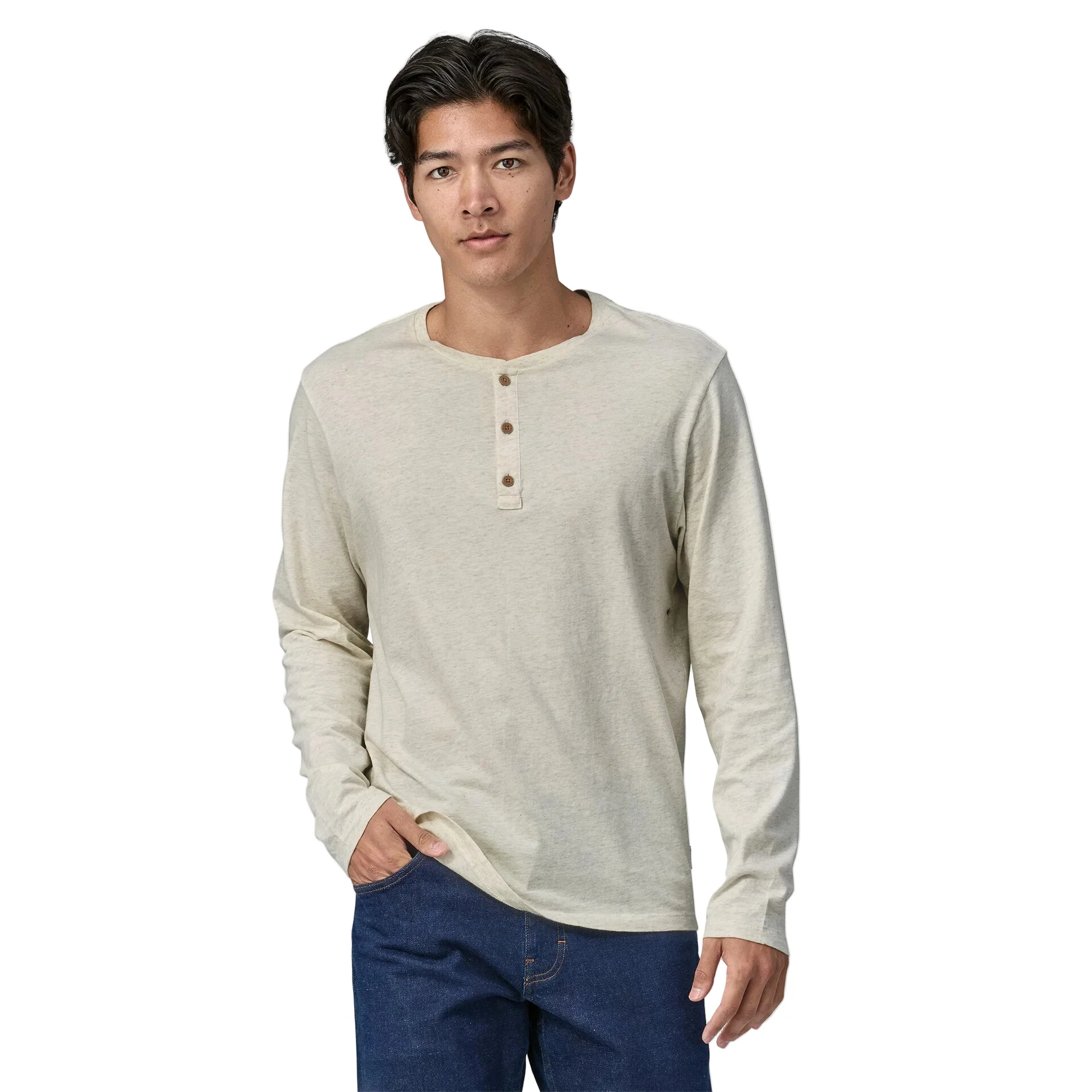 Men's Long-Sleeved Daily Henley | Birch White - Image 2