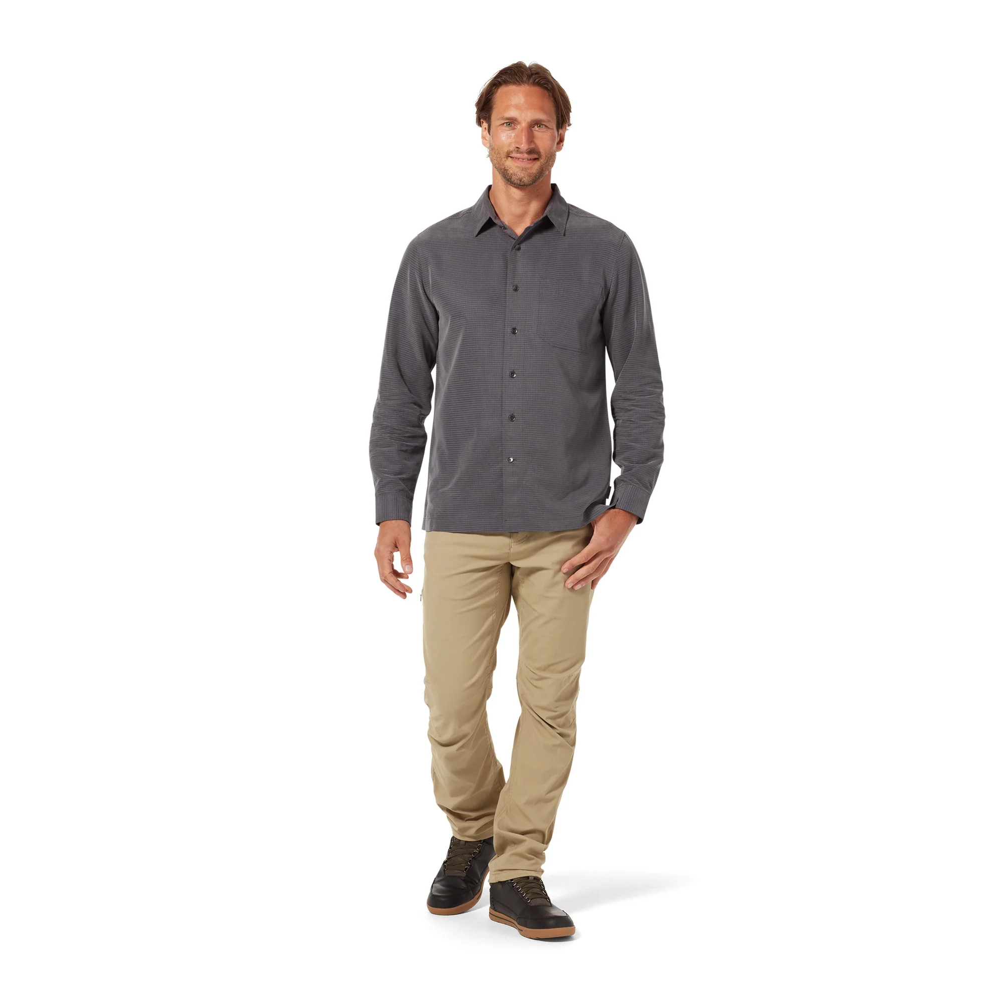 Men's Desert Pucker Dry Long Sleeve Shirt | Asphalt - Image 2