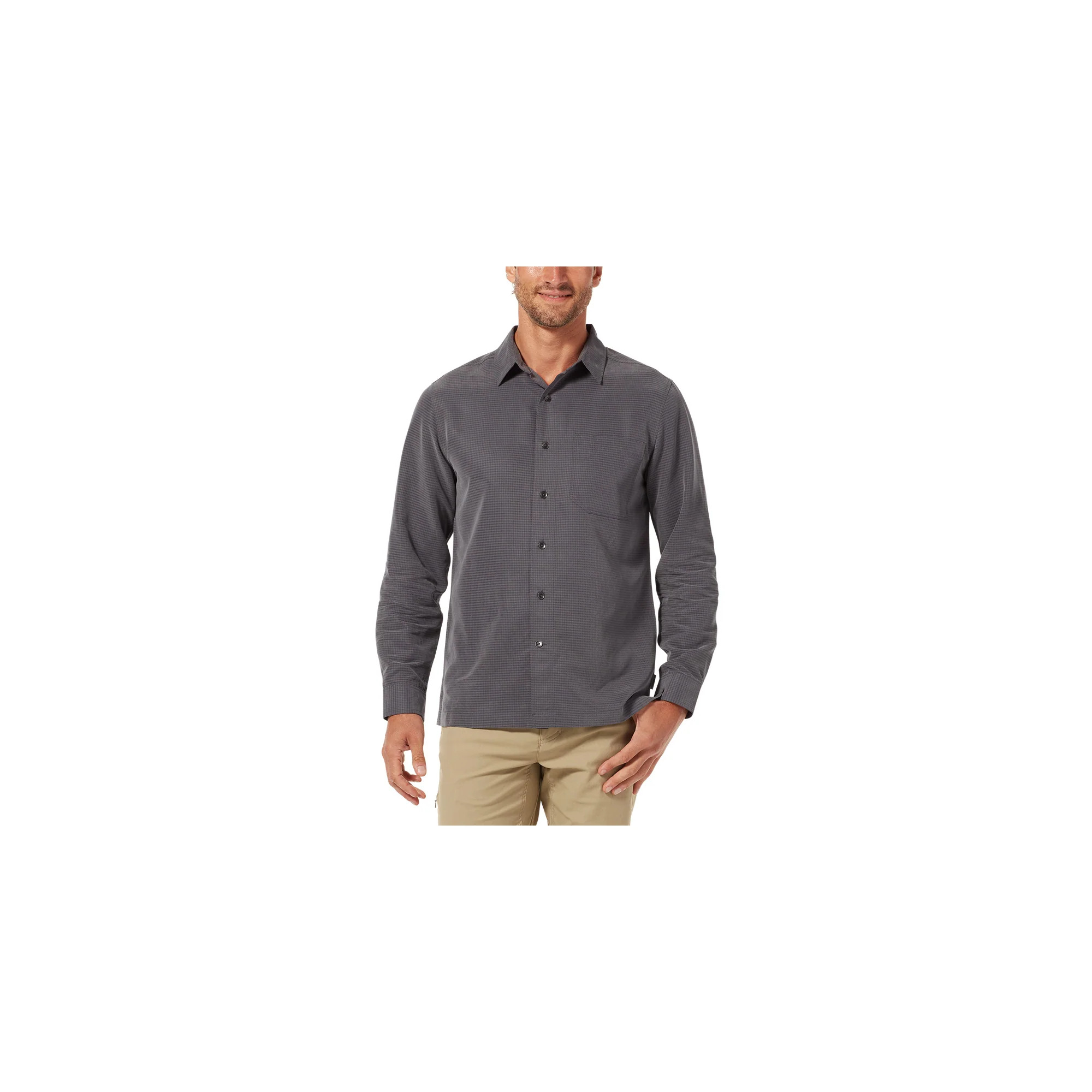 Men's Desert Pucker Dry Long Sleeve Shirt | Asphalt - Image 4