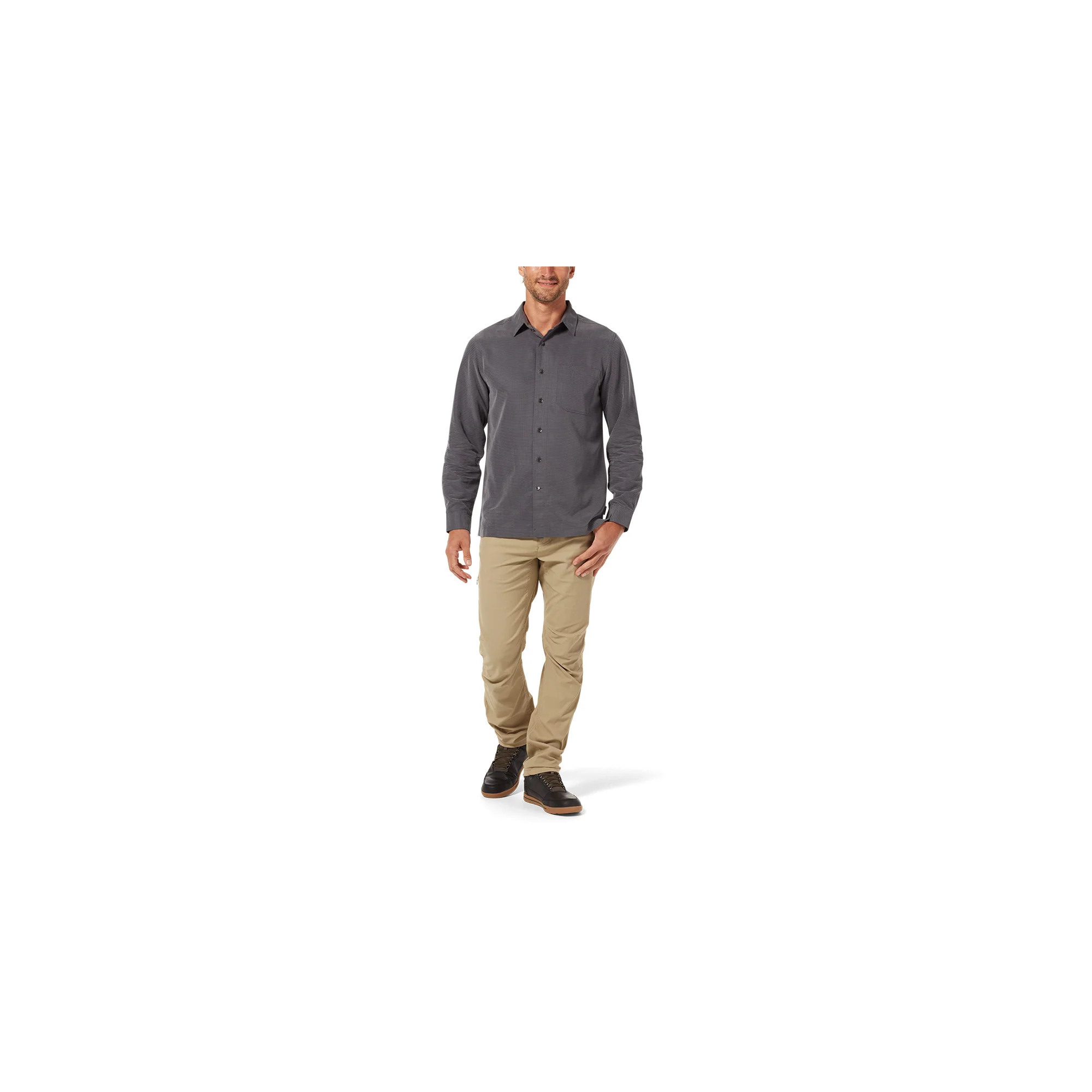 Men's Desert Pucker Dry Long Sleeve Shirt | Asphalt - Image 5
