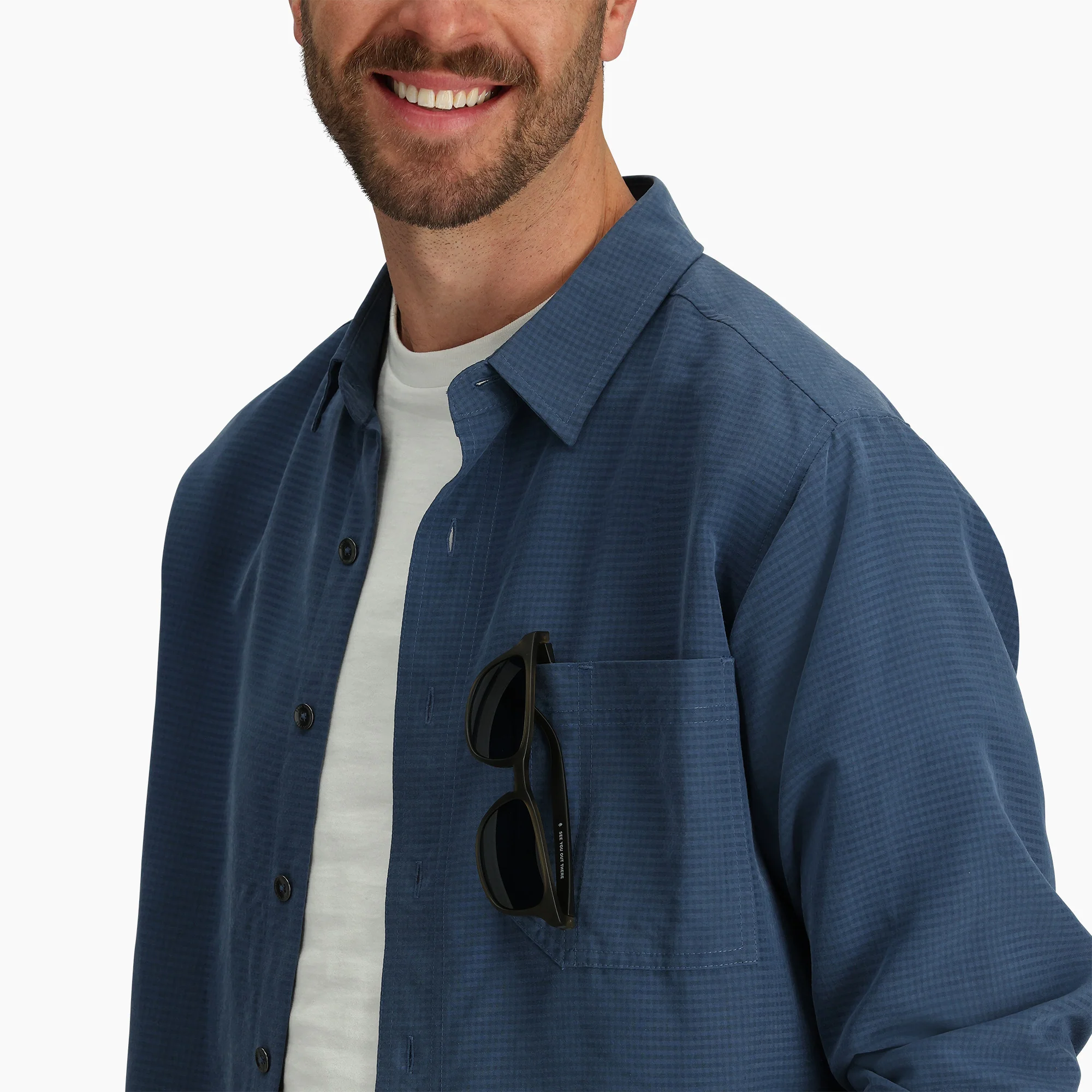 Men's Desert Pucker Long Sleeve Shirt | Collins Blue - Image 5