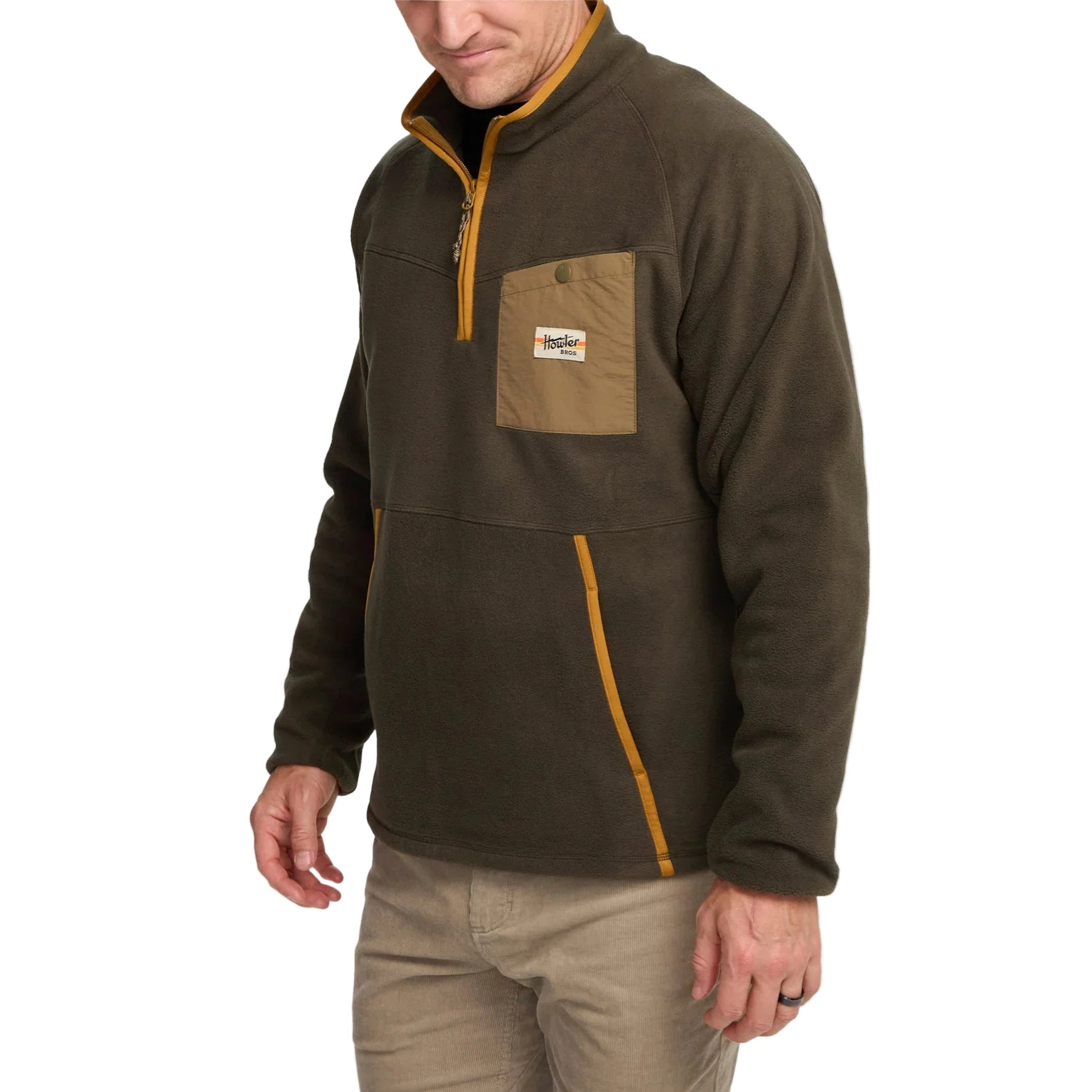 Men's Free Range Fleece 1/4 Zip Pullover | Army - Image 2