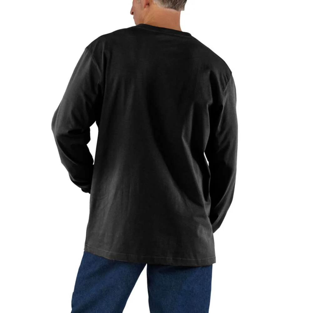 Men's Loose Fit Heavyweight Long-Sleeve Pocket T-Shirt | Black - Image 2