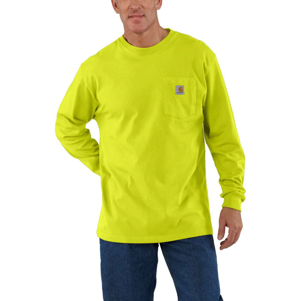 Men's Loose Fit Heavyweight Long-Sleeve Pocket T-Shirt | Brite Lime