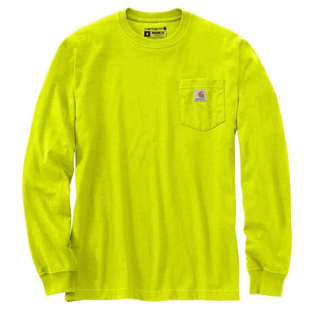 Men's Loose Fit Heavyweight Long-Sleeve Pocket T-Shirt | Brite Lime - Image 2