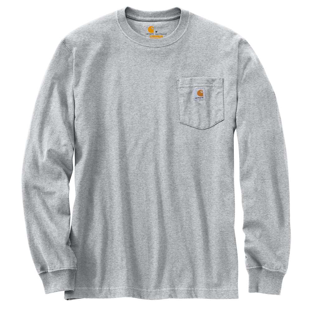 Men's Loose Fit Heavyweight Long-Sleeve Pocket T-Shirt | Heather Gray - Image 2
