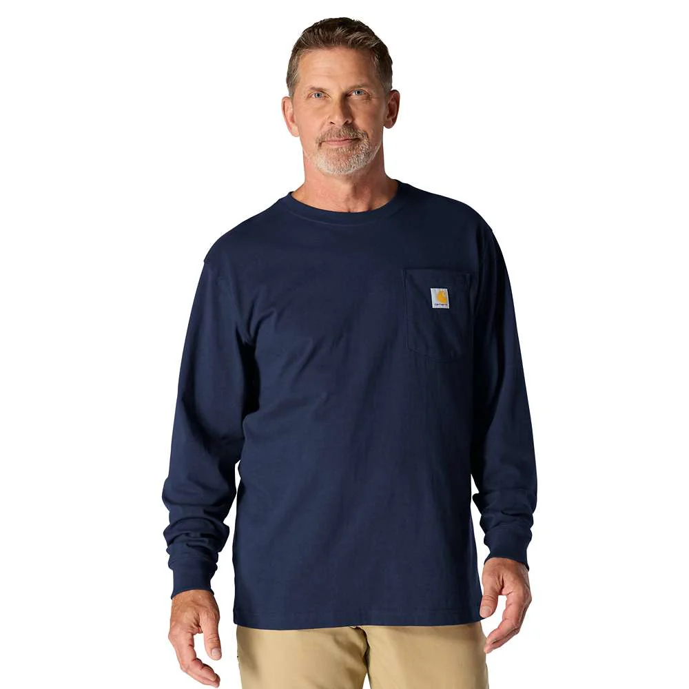 Men's Loose Fit Heavyweight Long-Sleeve Pocket T-Shirt | Navy