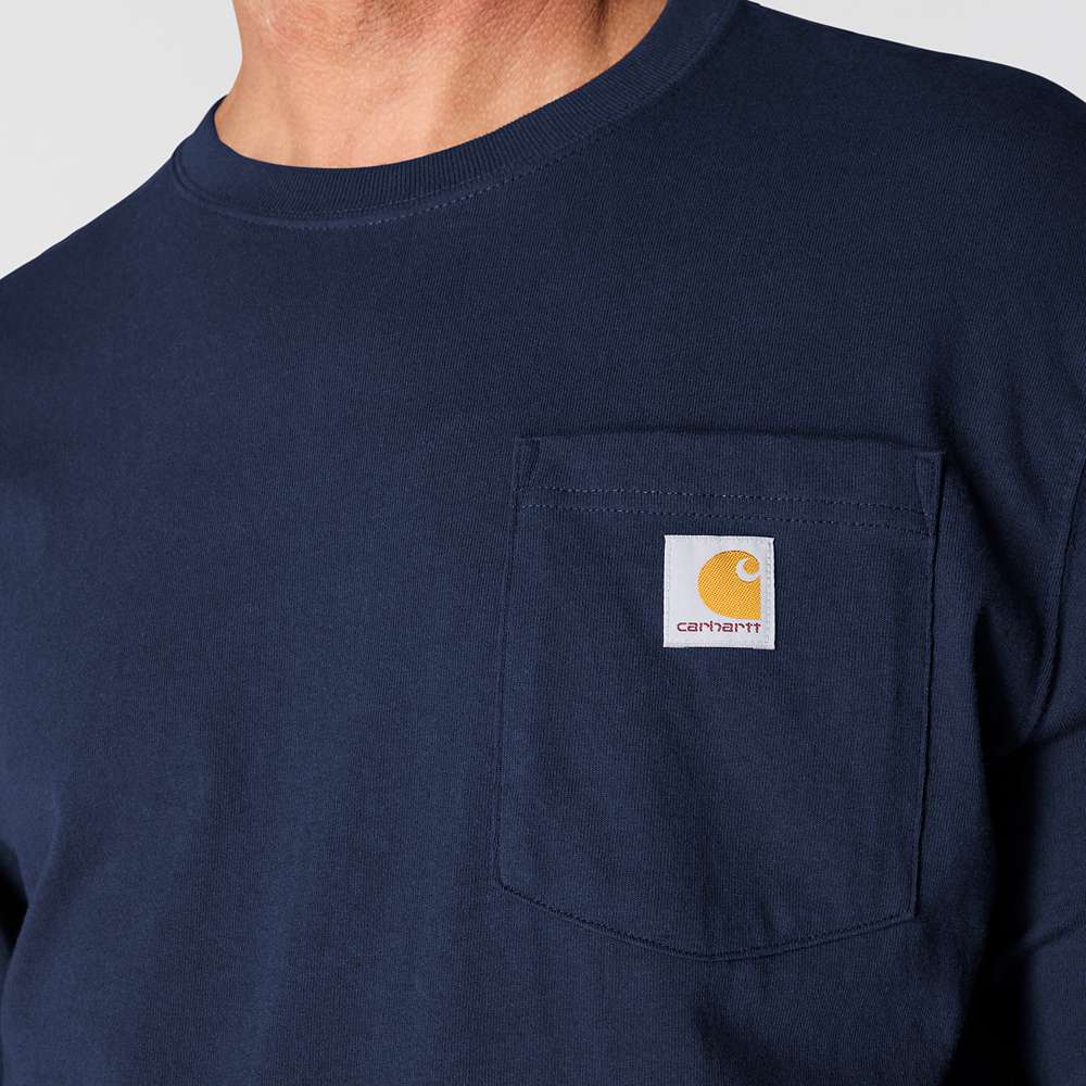 Men's Loose Fit Heavyweight Long-Sleeve Pocket T-Shirt | Navy - Image 3