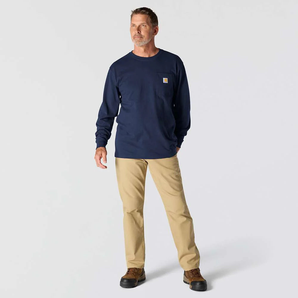 Men's Loose Fit Heavyweight Long-Sleeve Pocket T-Shirt | Navy - Image 4