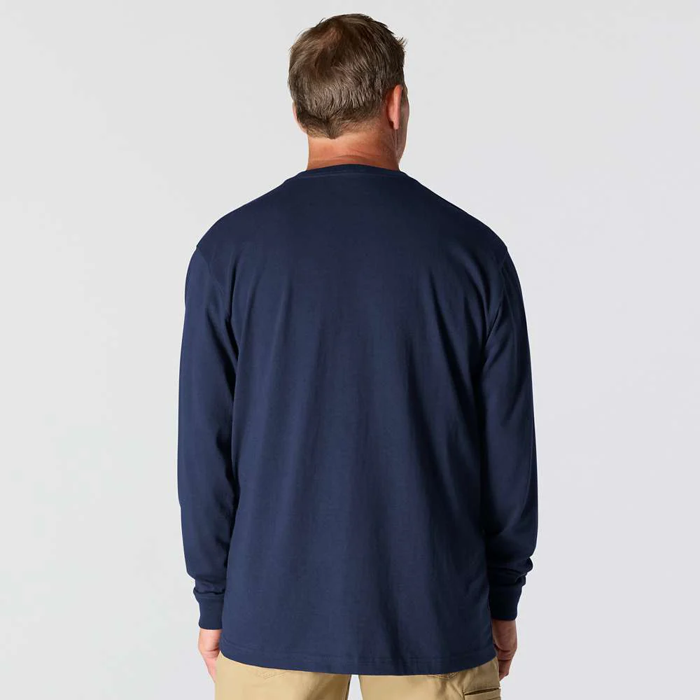 Men's Loose Fit Heavyweight Long-Sleeve Pocket T-Shirt | Navy - Image 5