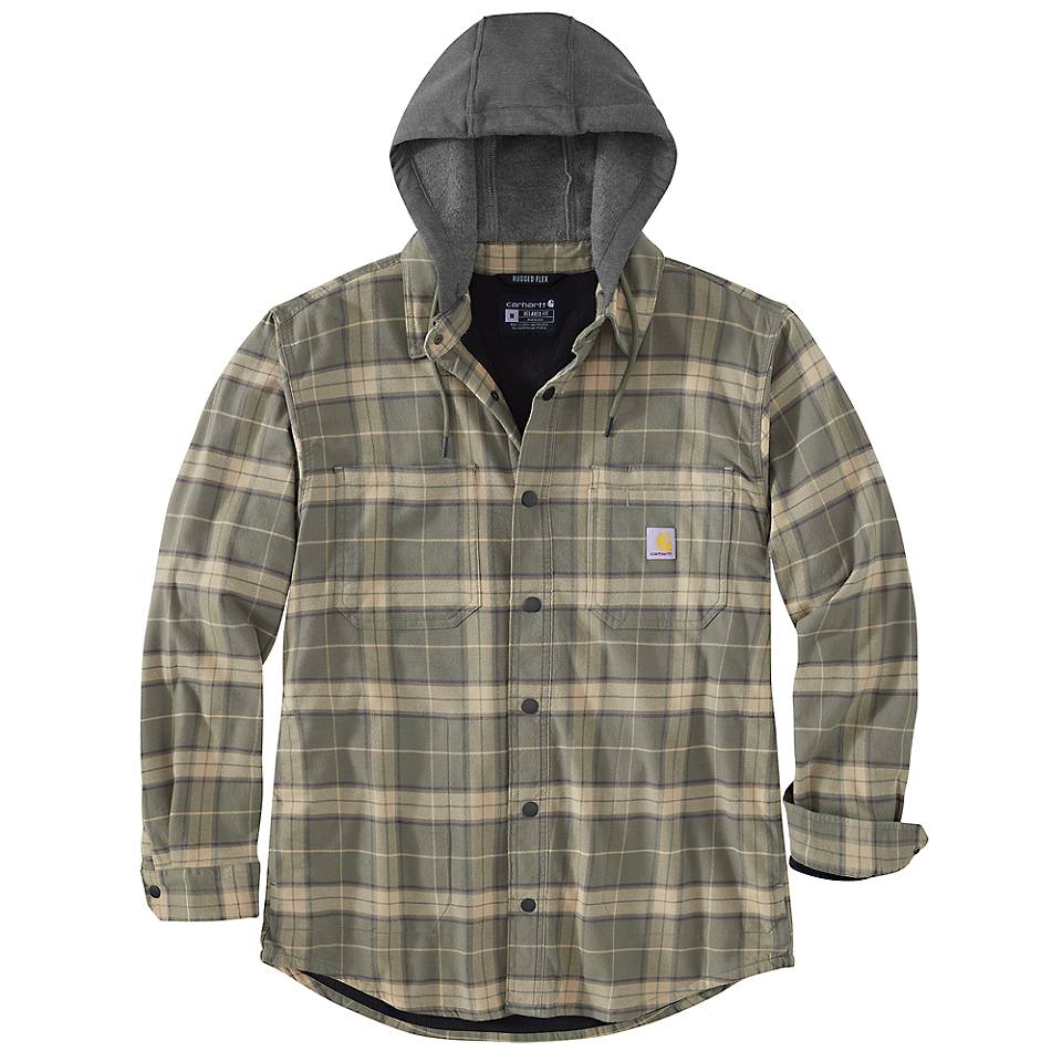 Men's Rugged Flex® Relaxed Fit Flannel Fleece-Lined Hooded Shirt Jac - Image 3