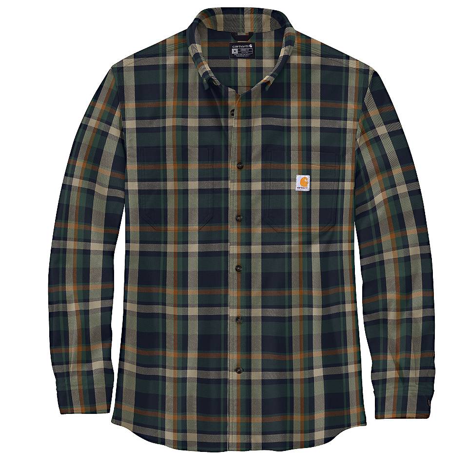Men's Rugged Flex® Relaxed Fit Midweight Flannel Long-Sleeve Plaid Shirt - Image 3