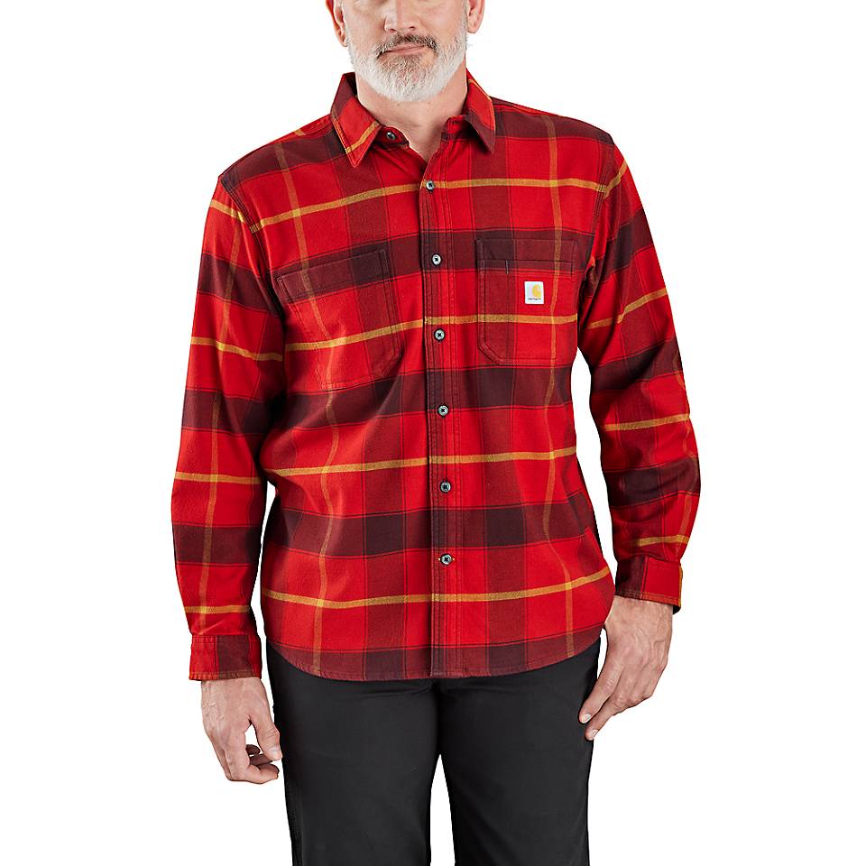 Men's Rugged Flex® Relaxed Fit Midweight Flannel Long-Sleeve Plaid Shirt - Image 5