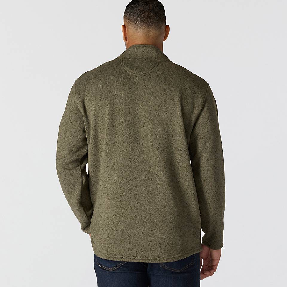 Men's Relaxed Fit Midweight Quarter-Zip Pocket Sweater Fleece | Dusty Olive - Image 3