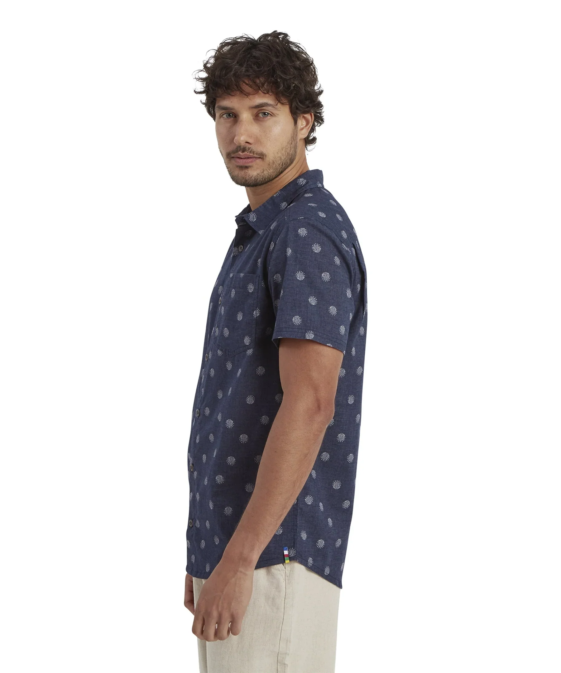 Men's Newar Peacock Short Sleeve Shirt | Rathee Blue - Image 3