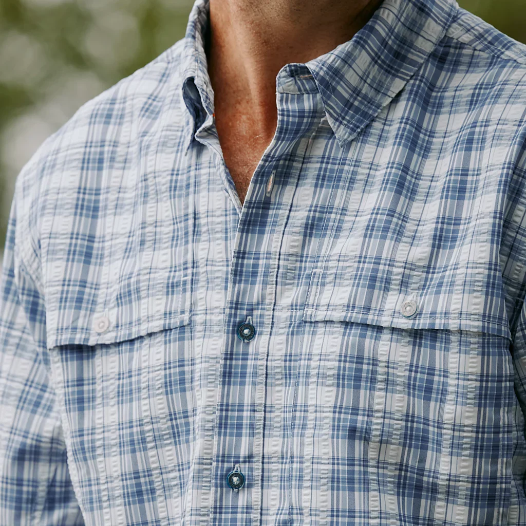 Men's Solid Long Sleeve Open Air Caster Shirt | True Navy - Image 3