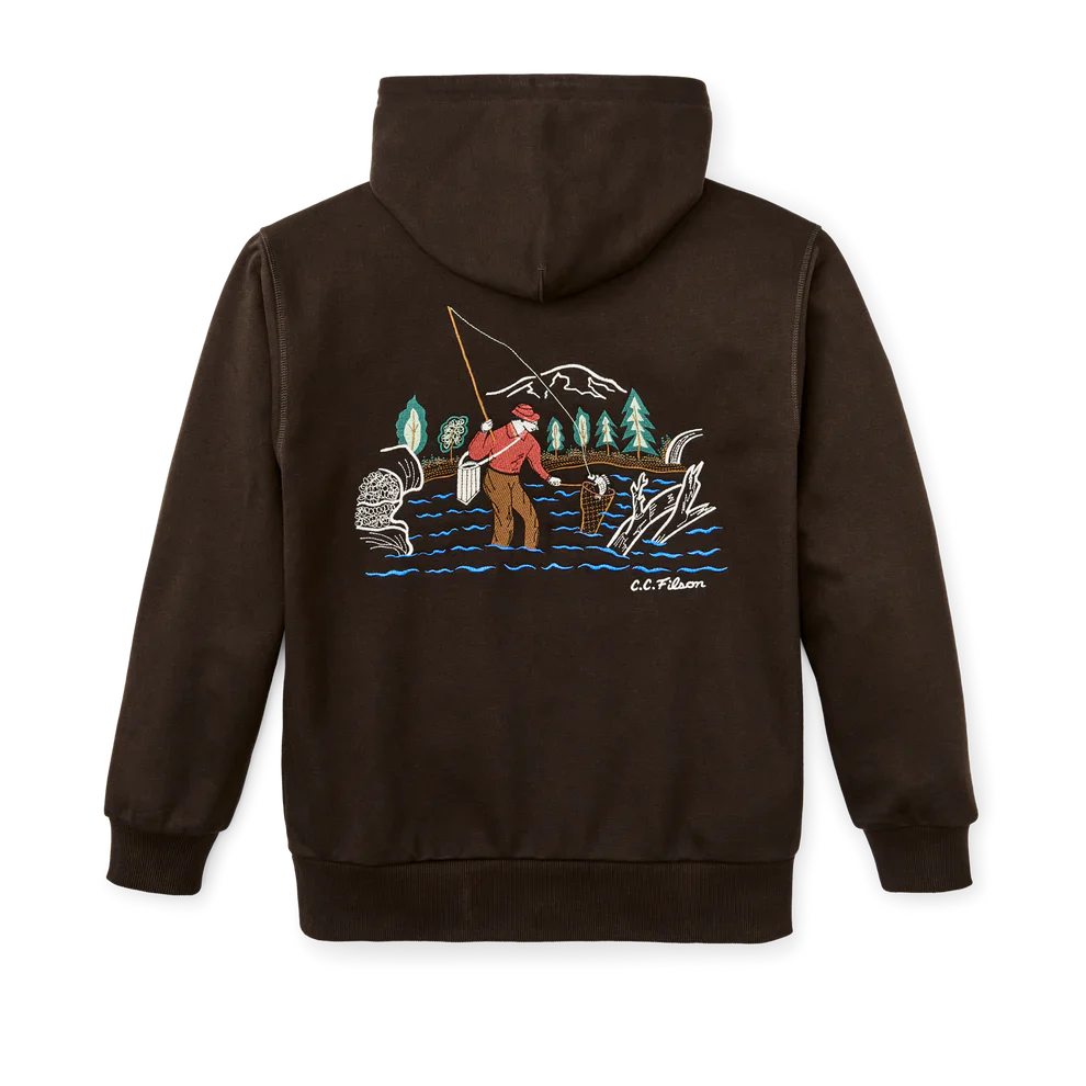Men's Prospector Embroidered Fishing Hoodie | Dark Brown - Image 2