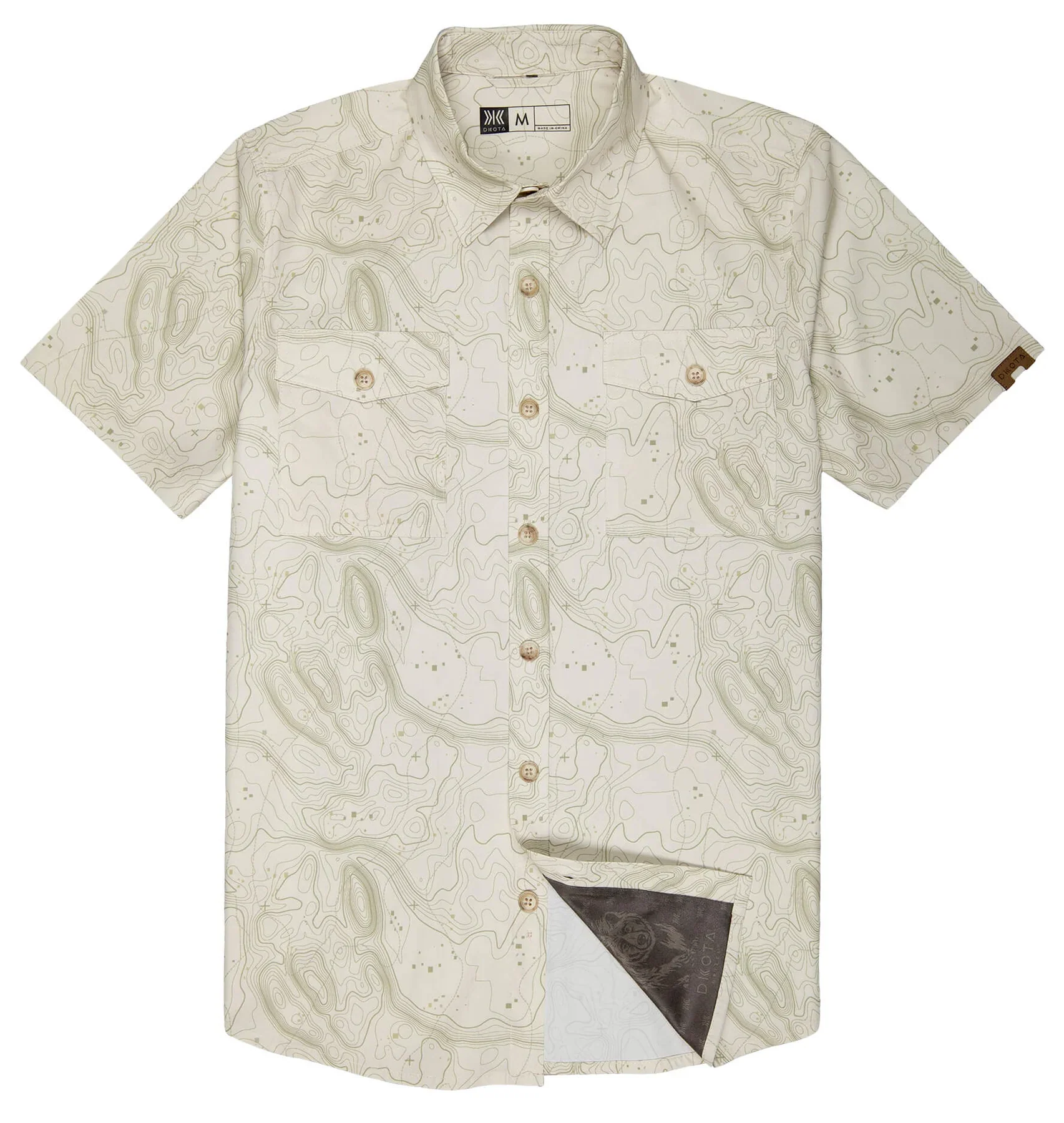 Men's Rowan Short Sleeve Topographical Print Shirt | Bone