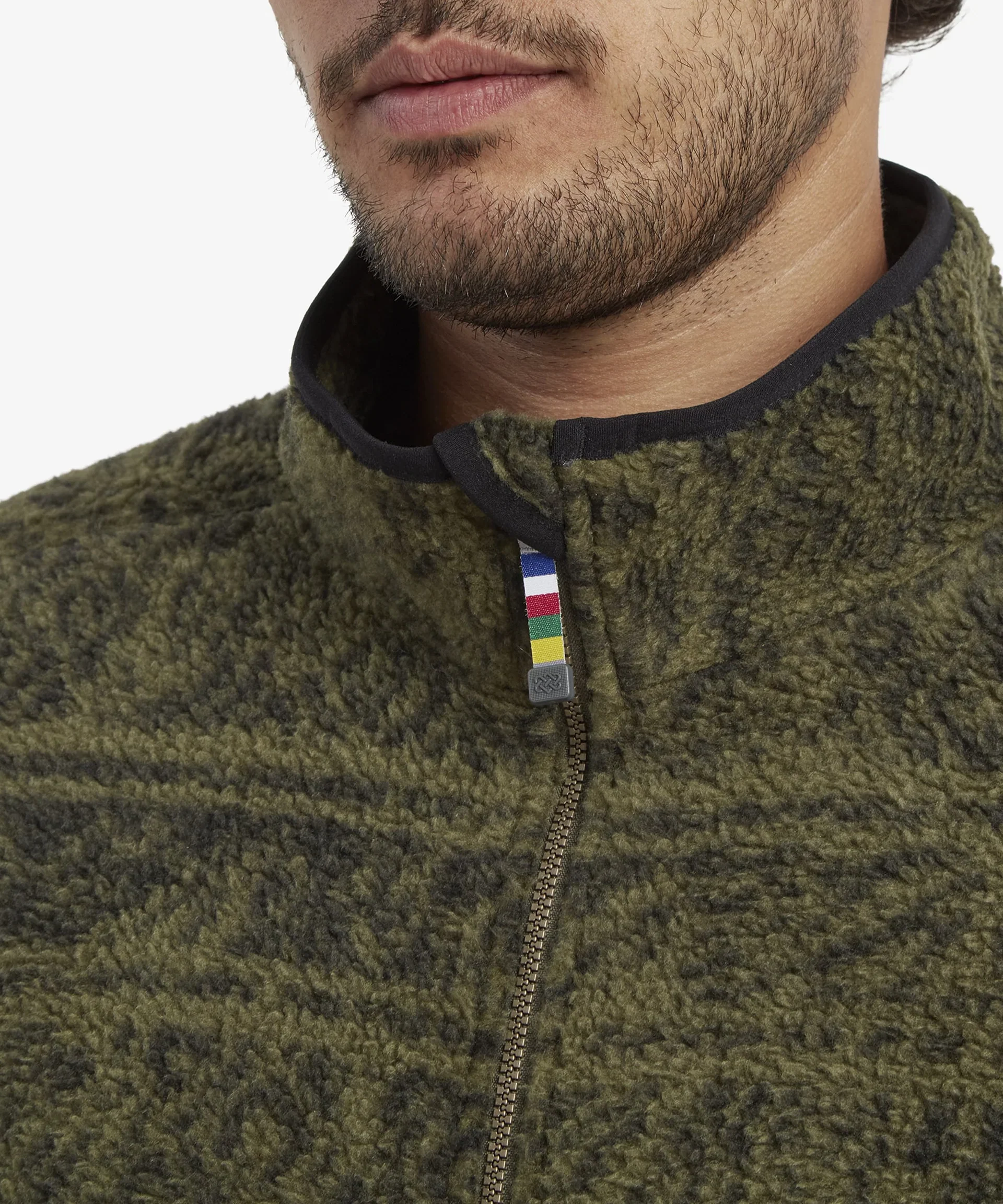 Men's Uddesya Eco Sherpa Fleece Jacket | Evergreen Topo - Image 5