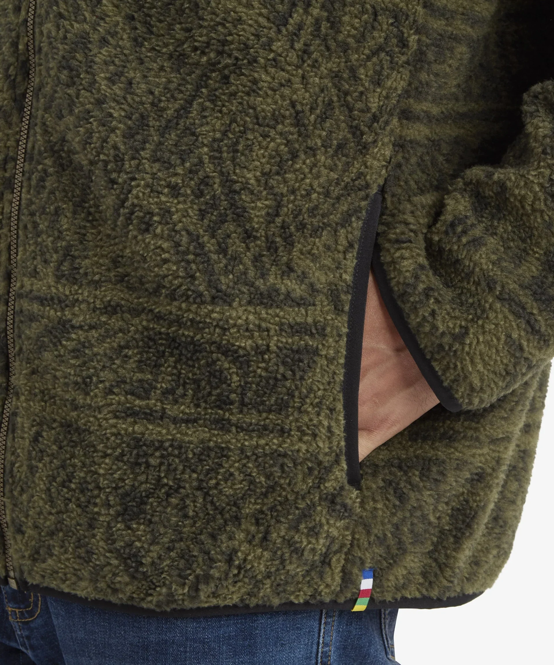 Men's Uddesya Eco Sherpa Fleece Jacket | Evergreen Topo - Image 6