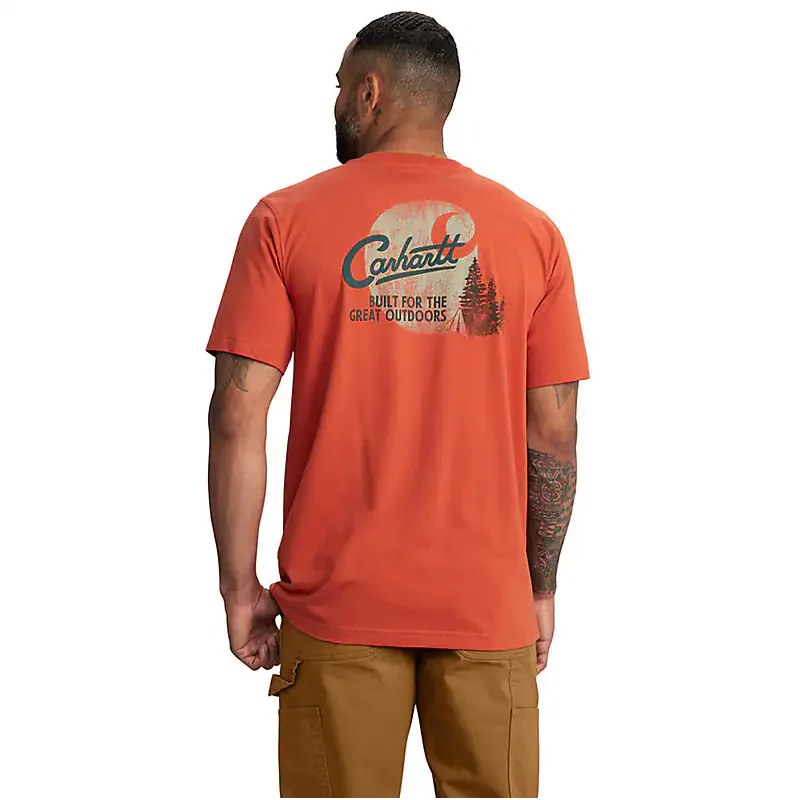 Men's Relaxed Fit Lightweight Pocket Graphic Tee | Saddle Red - Image 2