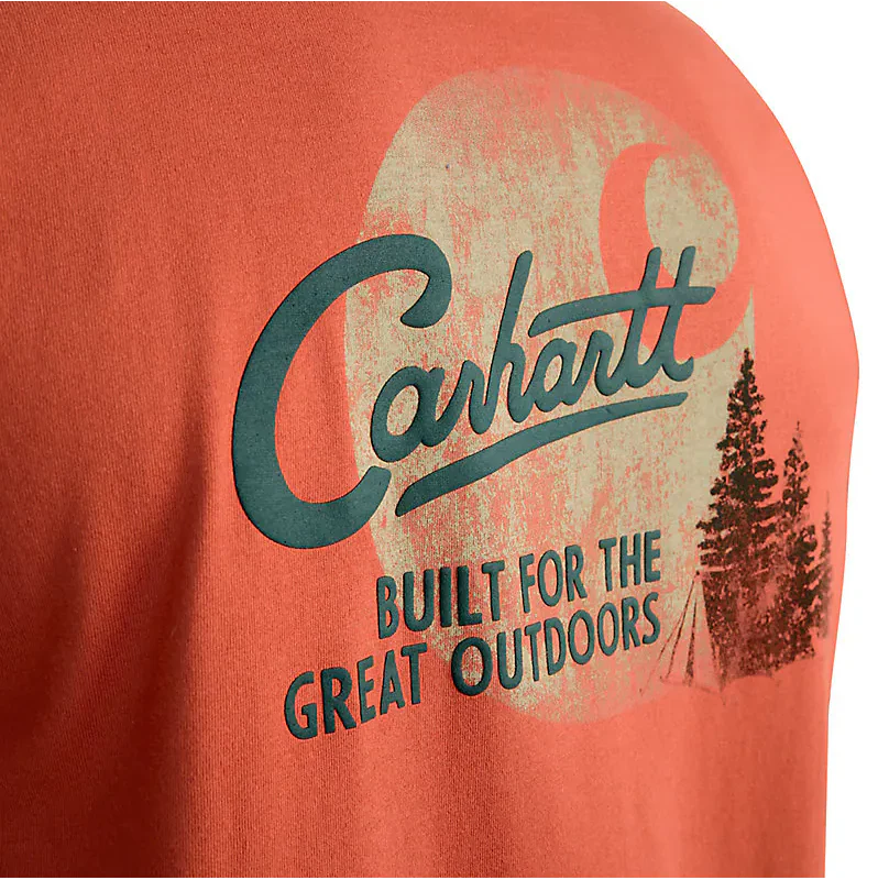 Men's Relaxed Fit Lightweight Pocket Graphic Tee | Saddle Red - Image 3