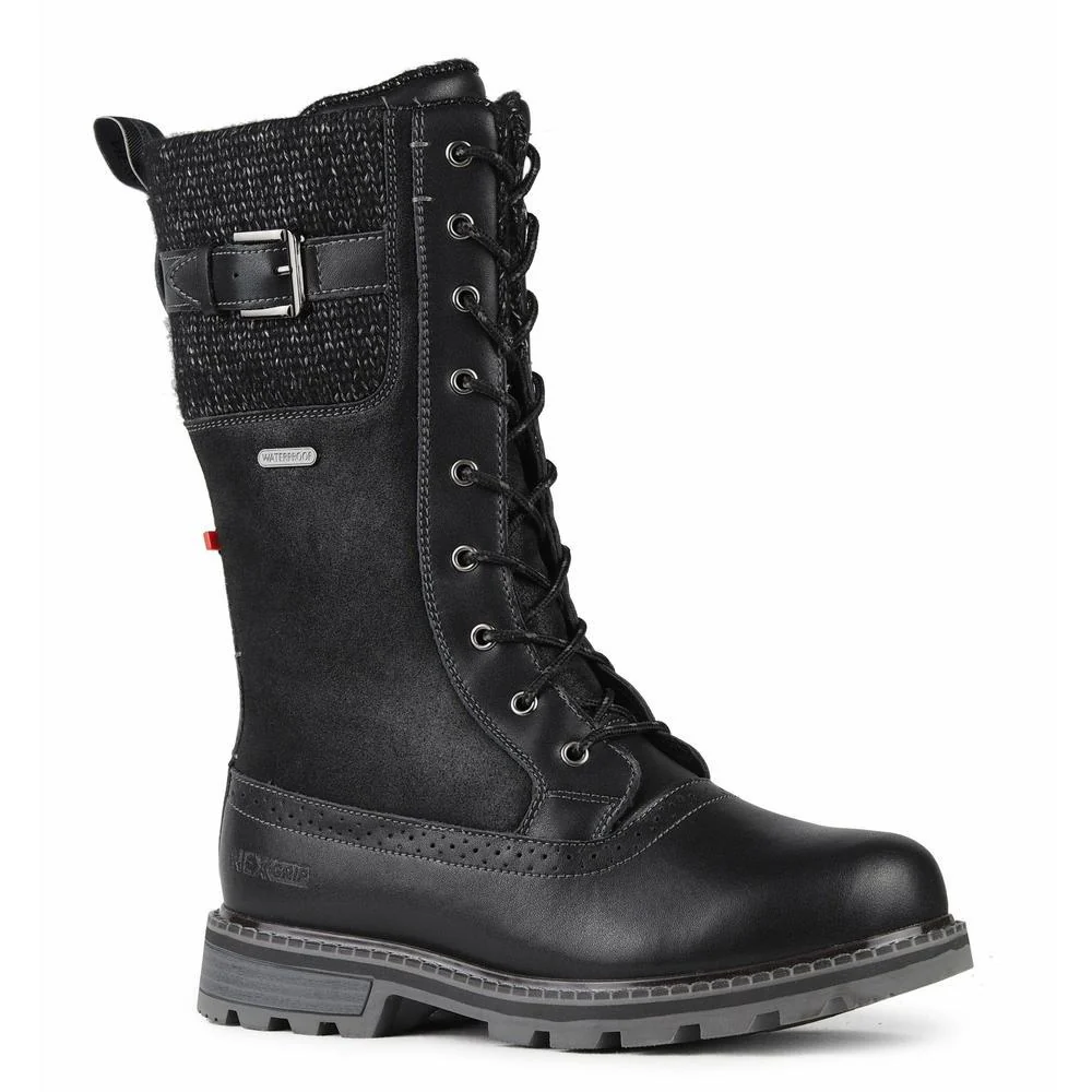 Women's Ice Jenna 3 Winter Boot with Built in Cleats | Black Satiny