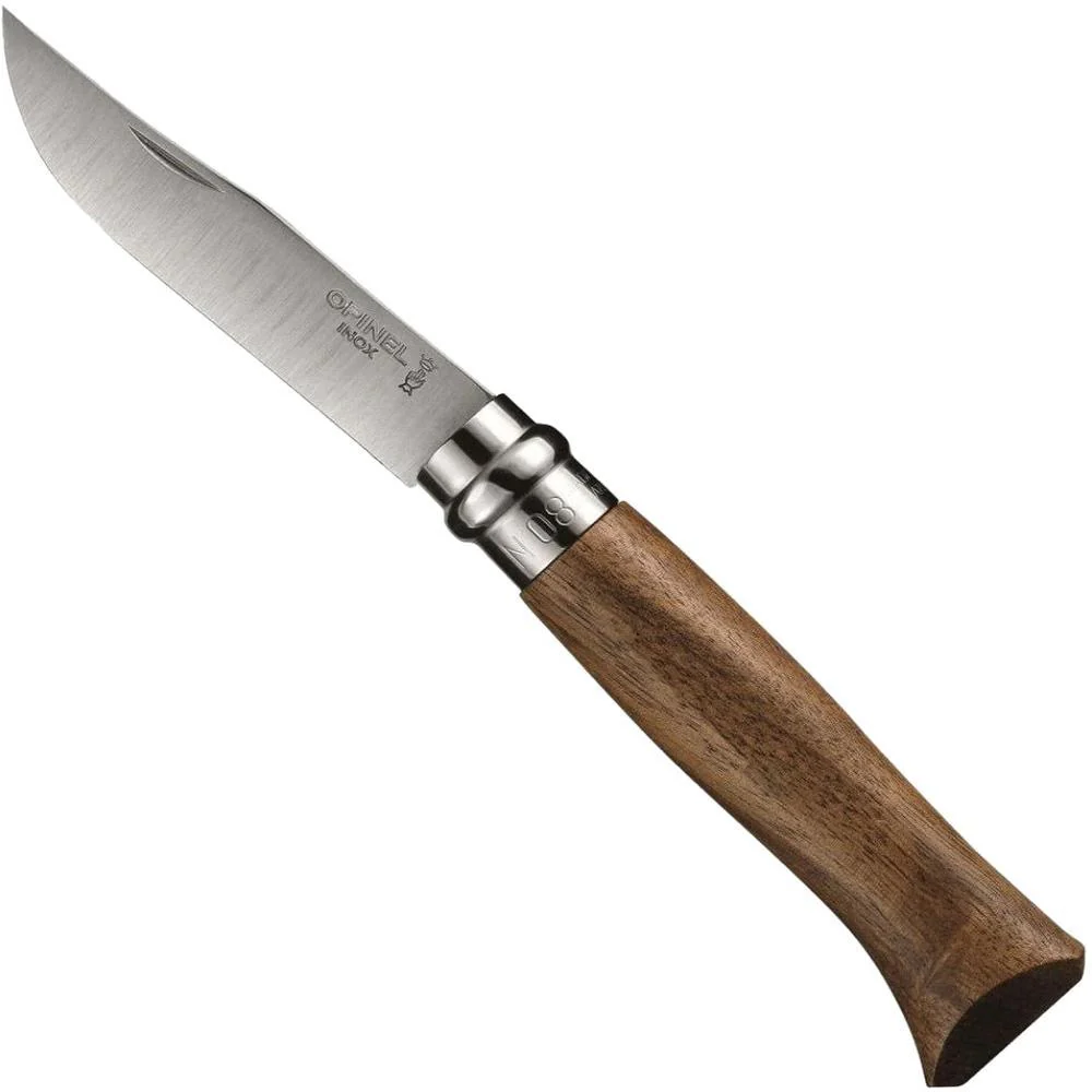 Opinel No 8 Stainless Folding Knife Walnut Handle - Image 2