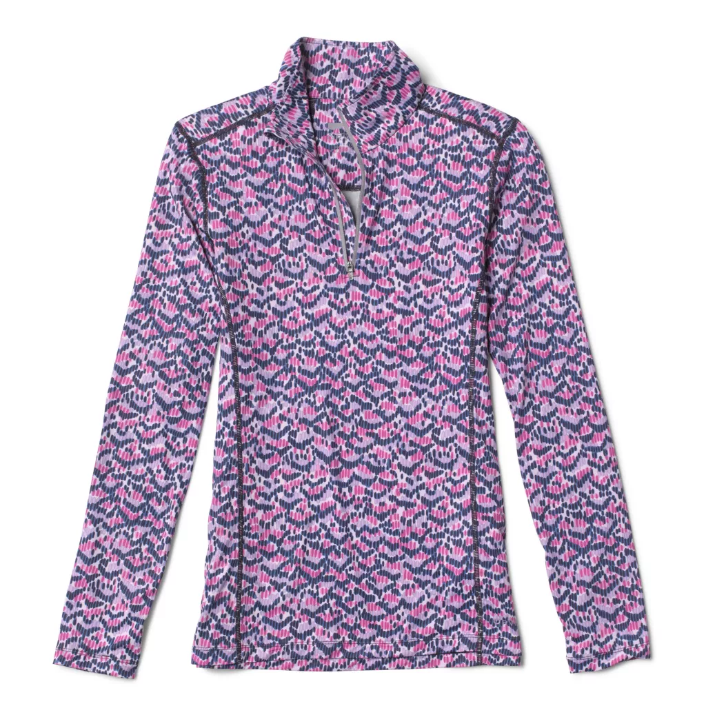 Orvis Womens Printed Sun Defense Quarter Zip Long Sleeve Shirt - Image 3