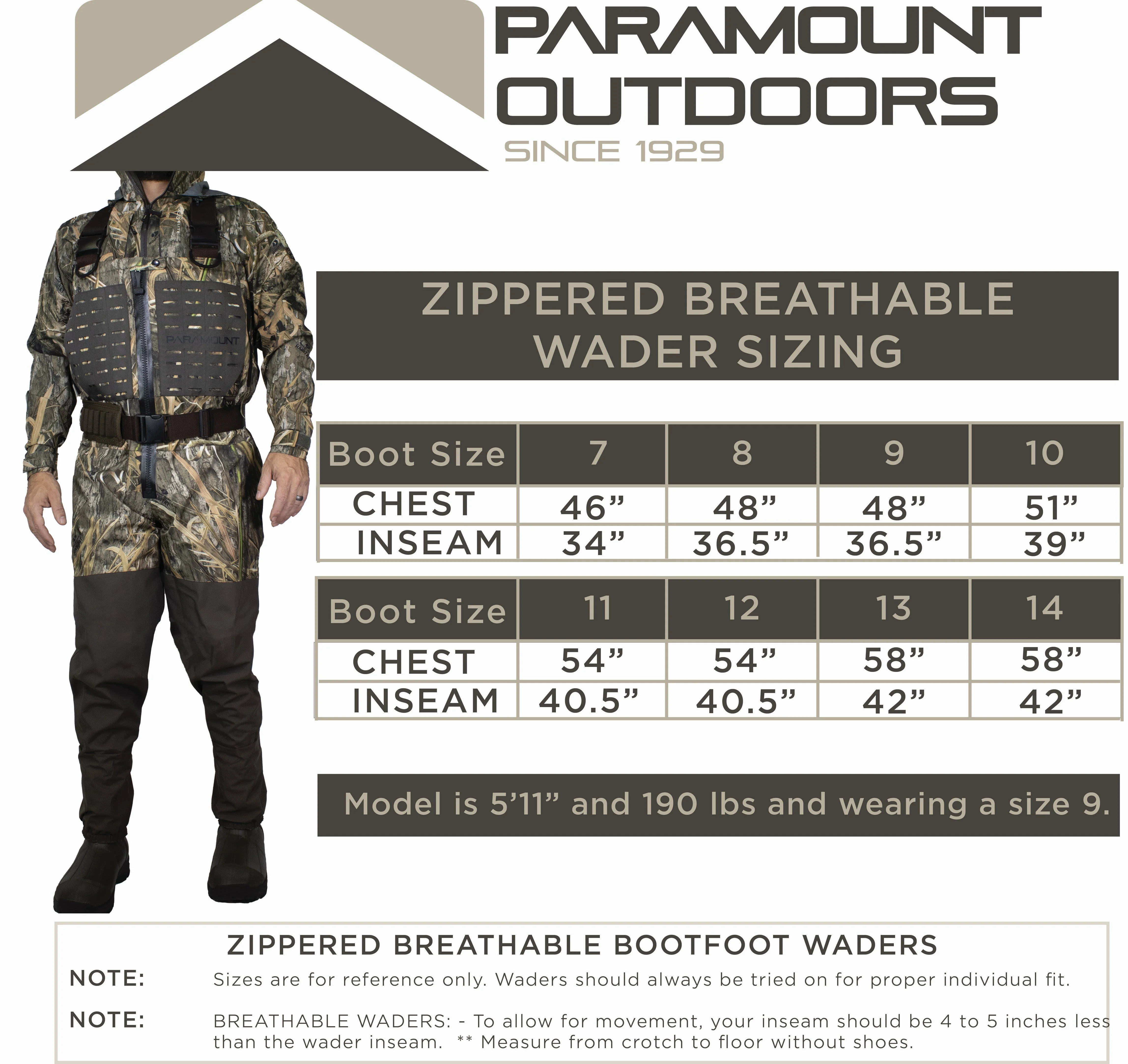 PINNACLE Zippered Breathable Camo Wader 1200g - Image 15