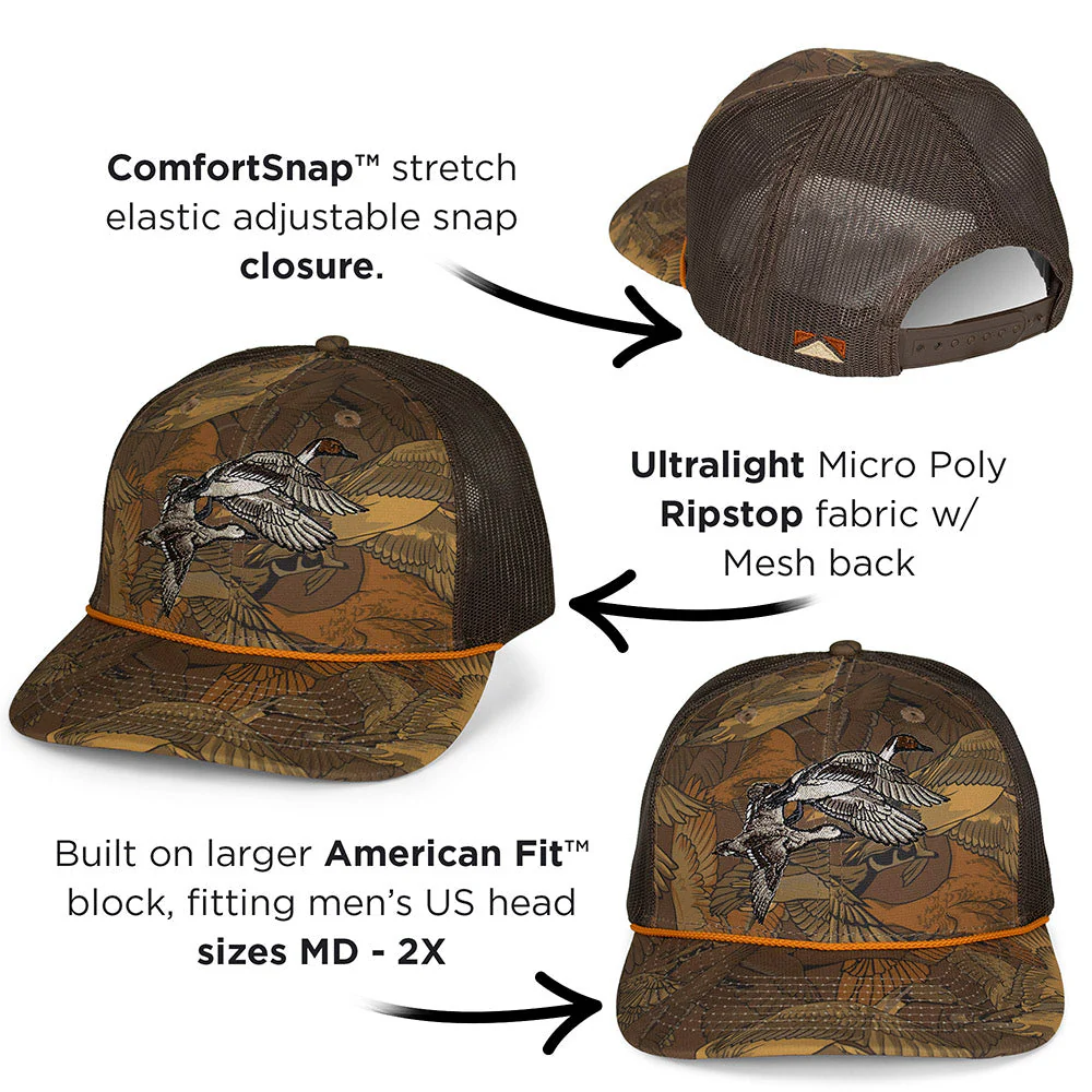 Pintail Pair Duck Hat Waterfowl Print 6-Panel Rope Cap - Image 4