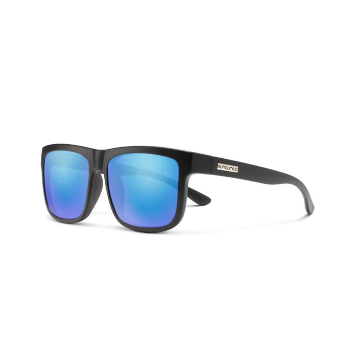 Quiver Sunglasses | Matte Black with Polarized Blue Mirror Lenses