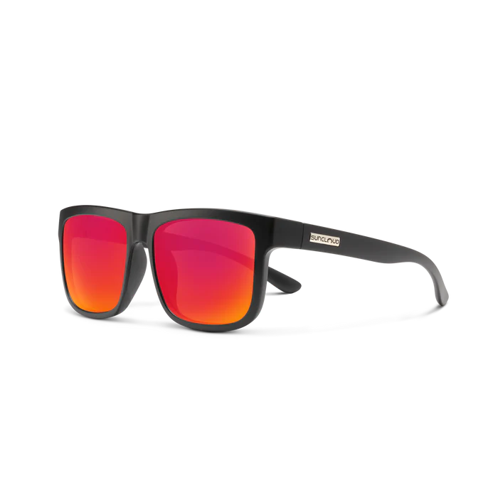 Quiver Sunglasses | Matte Black with Polarized Red Mirror Lenses