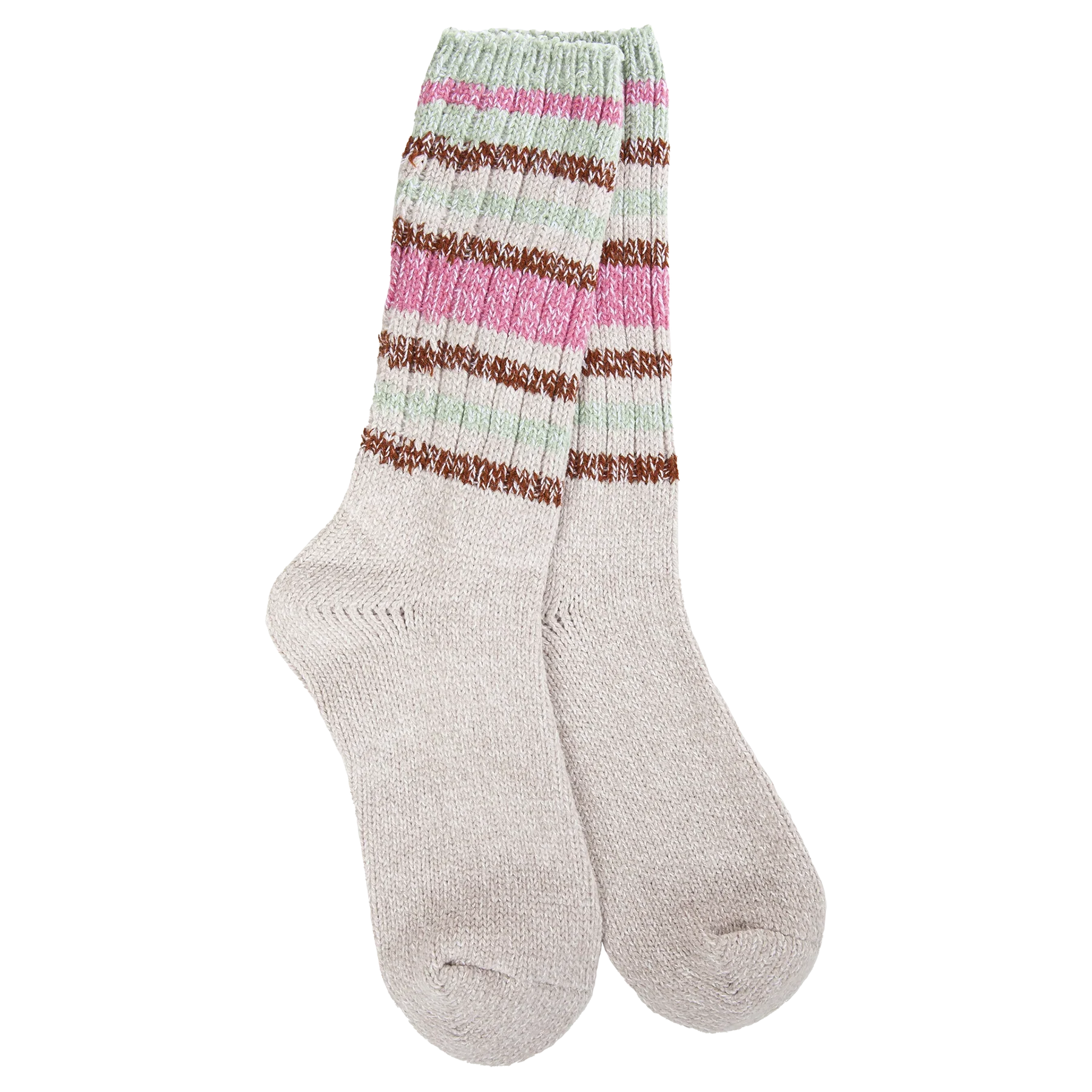 Ragg Crew Socks | Mushroom Stripes