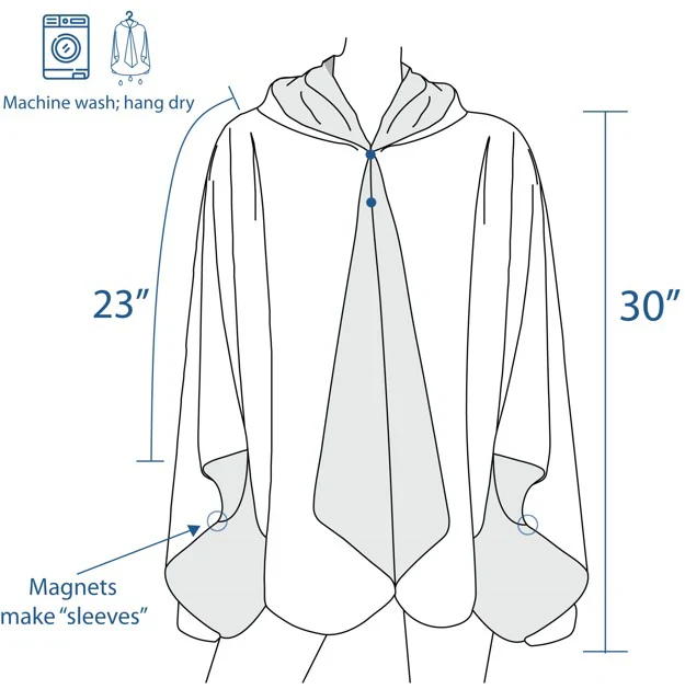 Reversible Rain Cape Poncho | Hokusai The Great Wave - Image 3