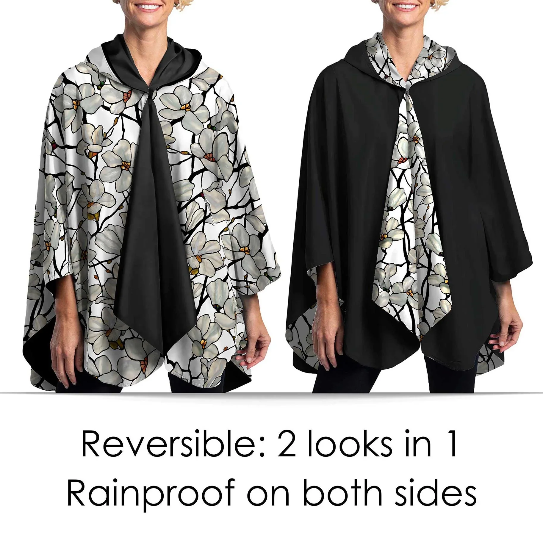 Reversible Rain Cape Poncho | Tiffany Magnolia - Image 2