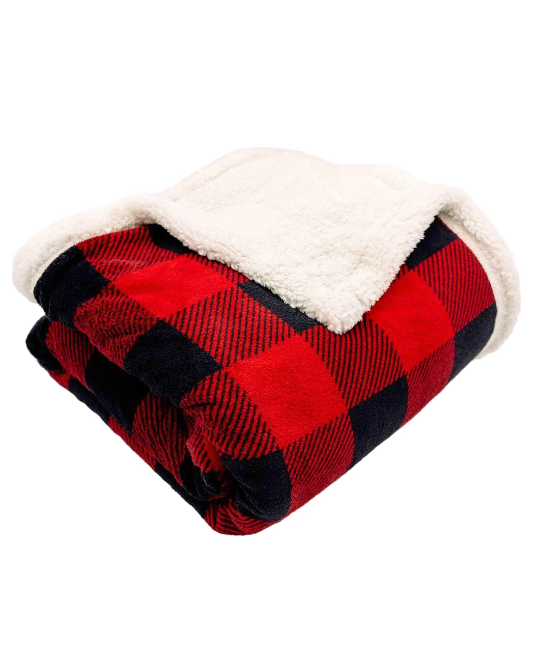 Red Plaid Sherpa Throw Blanket - Image 2