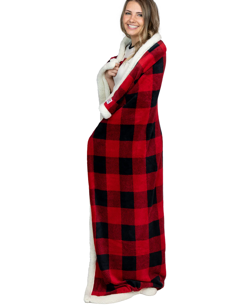 Red Plaid Sherpa Throw Blanket - Image 3
