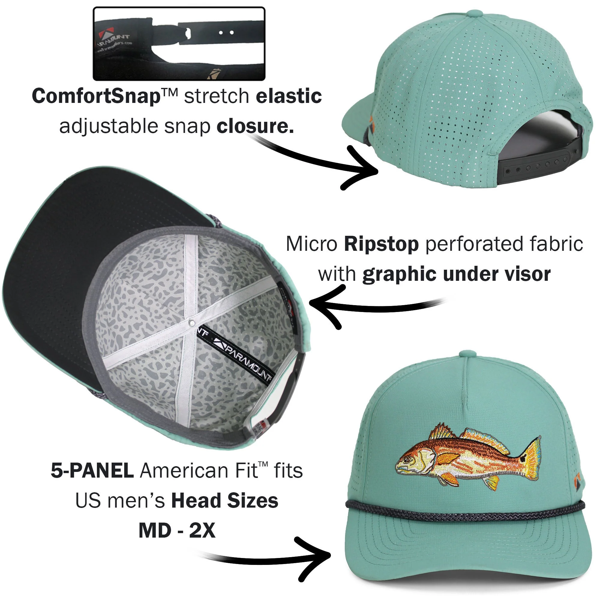 Redfish Perforated Performance Rope Cap - Image 5