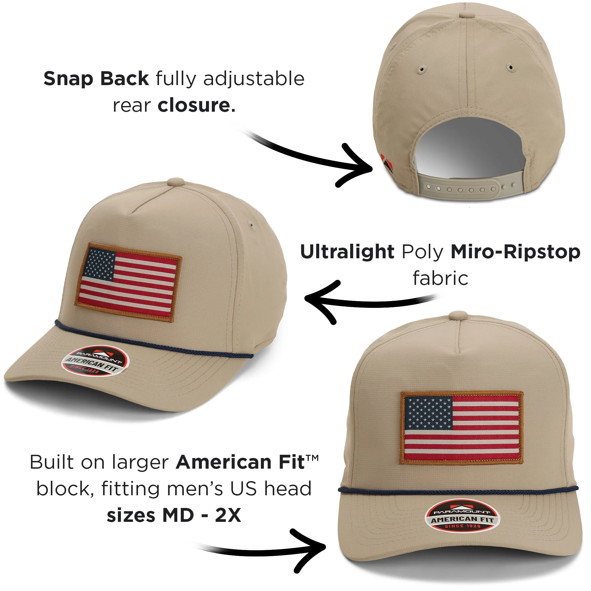 Ridgeline American Flag Trucker Hat Rope Cap - Image 4