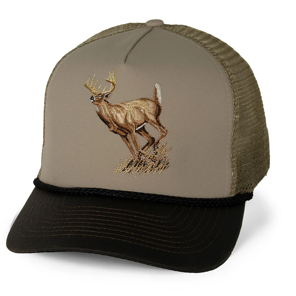Running Deer 5-Panel Wax Cloth Visor Trucker Hat - Image 2