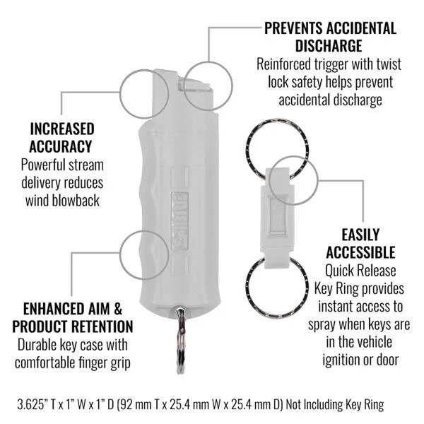 Sabre Pepper Spray with Quick Release Key Ring in Black - Image 2