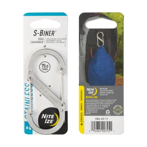 S-BinerĀ® Stainless Steel Dual Carabiner #4 | Stainless
