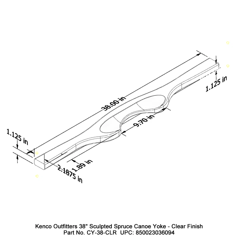 Radisson 38" Sculpted Spruce Canoe Carrying Yoke - Image 3