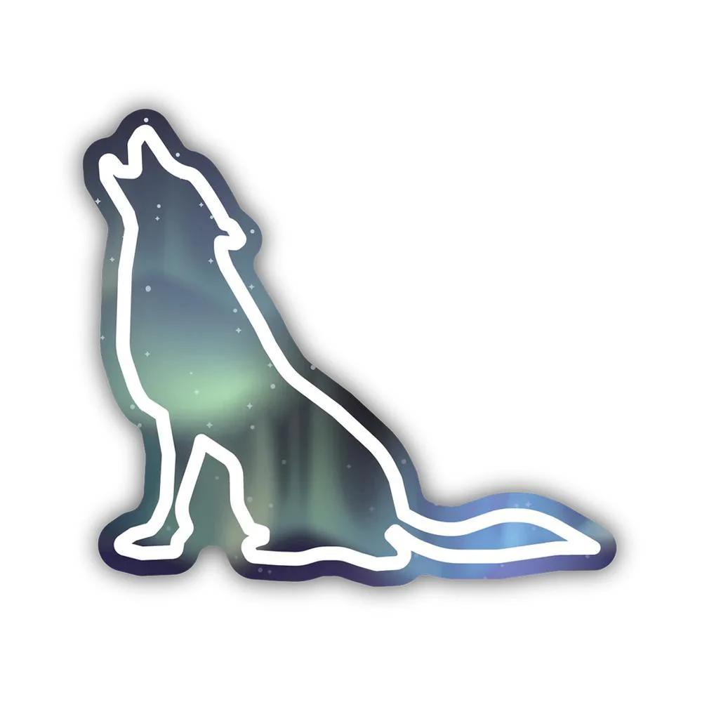 Stickers Northwest Northern Lights Wolf Sticker - Image 2
