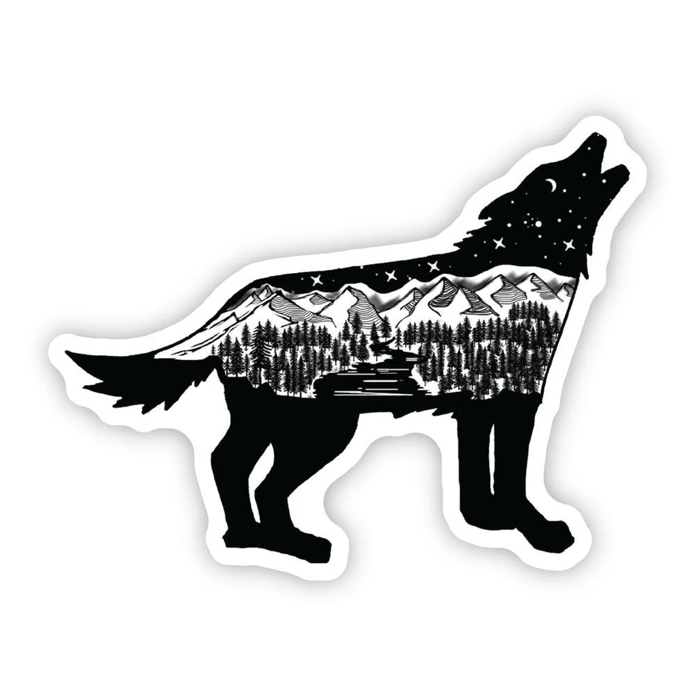 Stickers Northwest Wolf Scene Sticker - Image 2