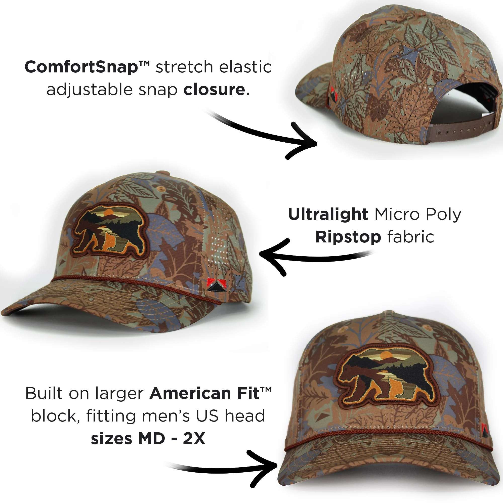 Sunset Bear Cloud Texture 5-Panel Rope Cap - Image 4