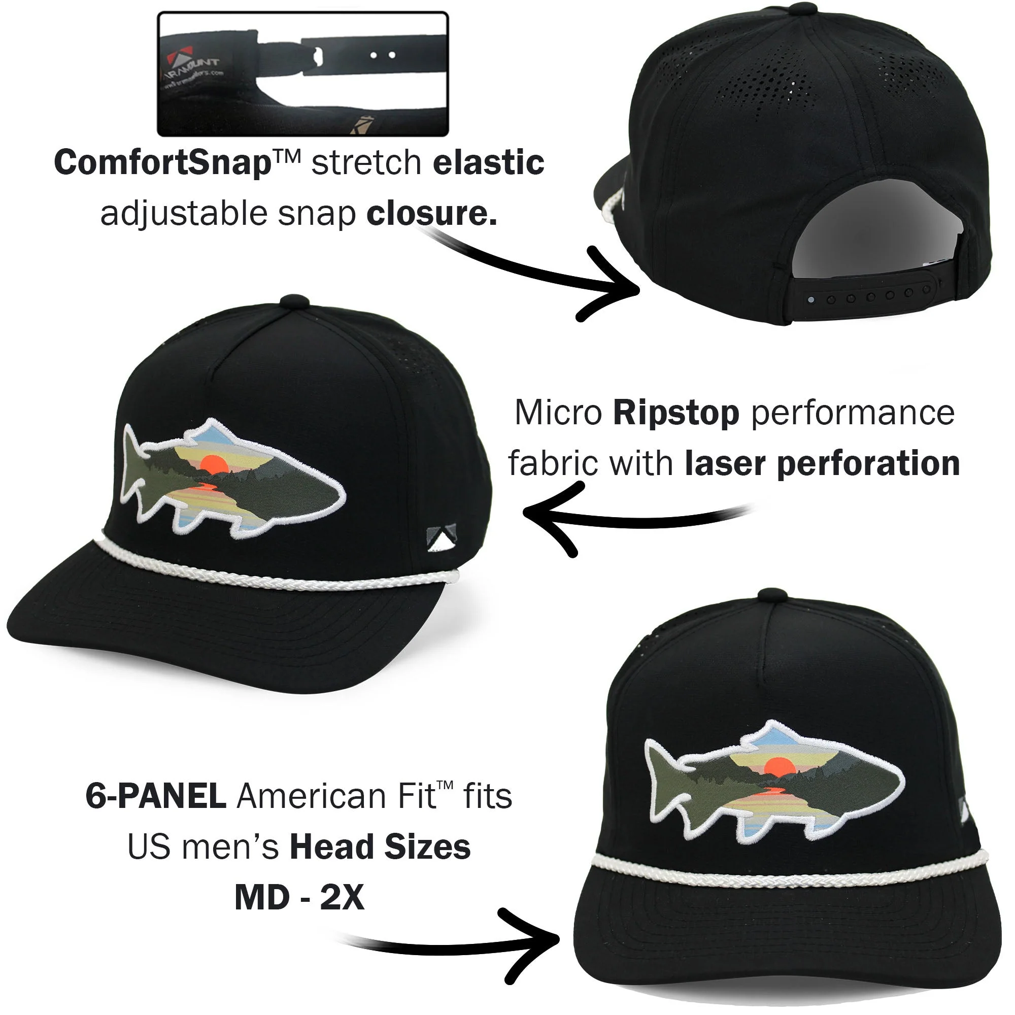 Sunset Fish Silhouette 5-Panel Performance Rope Cap - Image 12