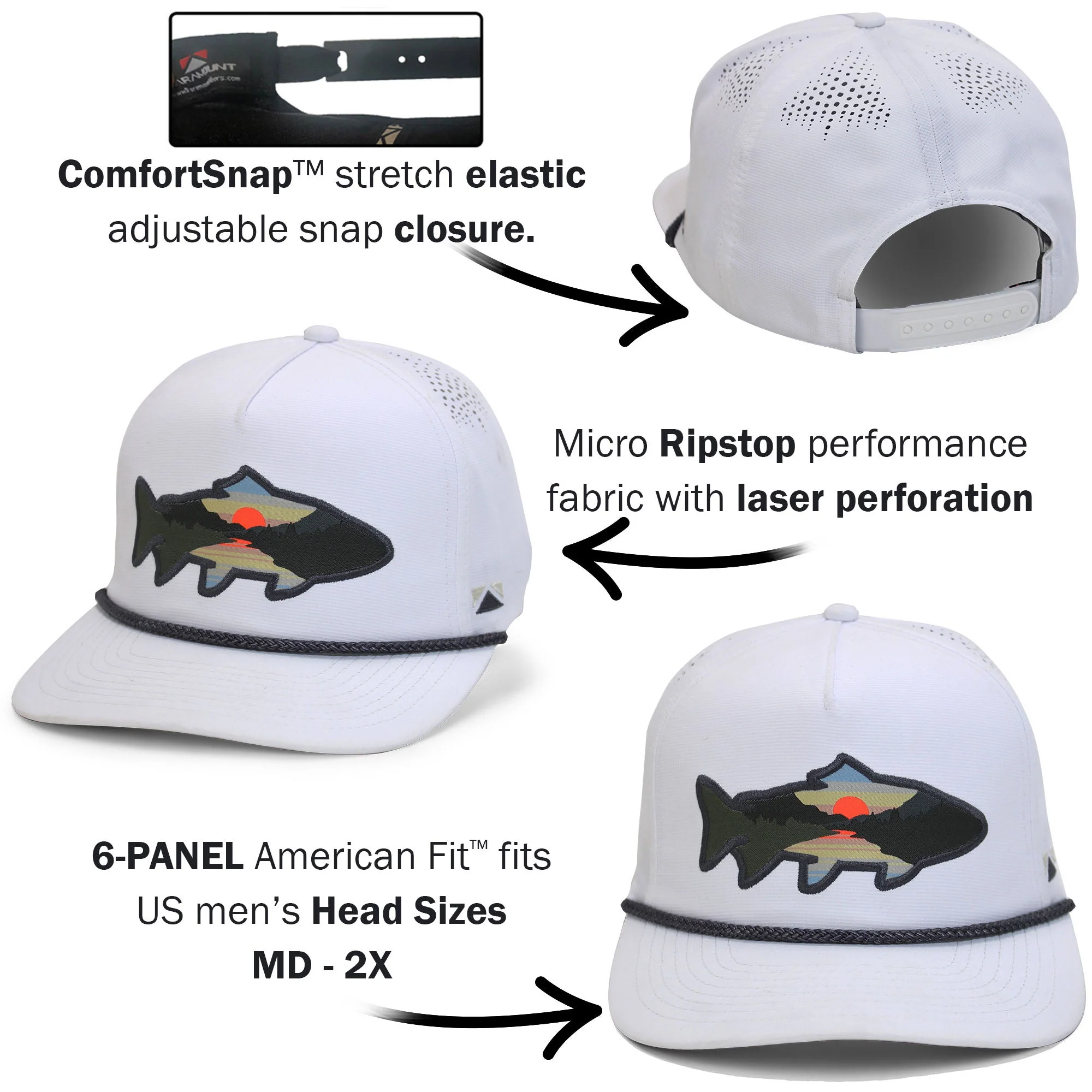 Sunset Fish Silhouette 5-Panel Performance Rope Cap - Image 7