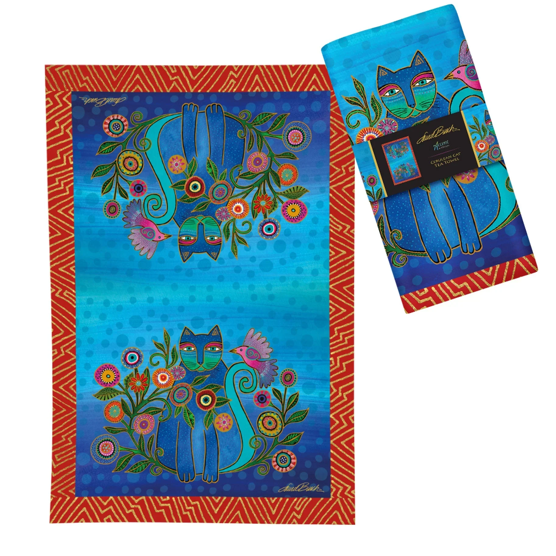 Tea Towel | Laurel Burch Cerulean Cats